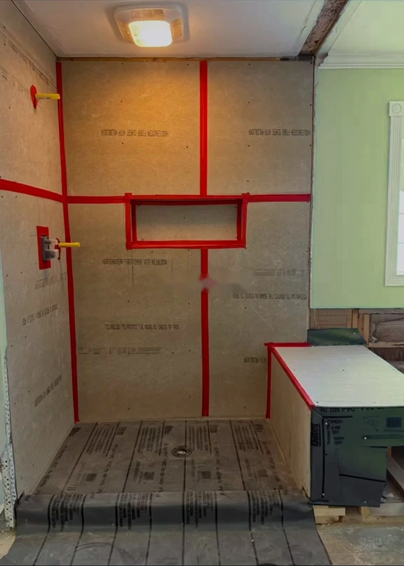 Walk-in shower during construction